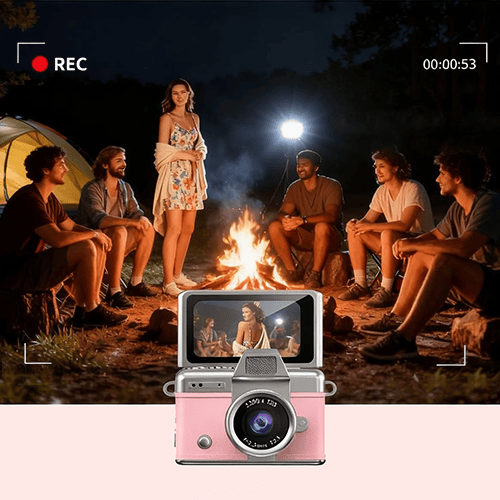 🎁 Mini Retro Digital Camera with Necklace & Clip – Pocket-Sized Christmas Gift