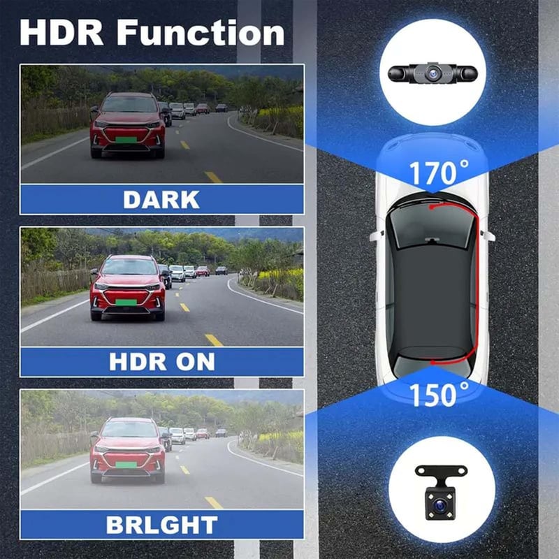 Full View Car Dash Cam System for Front and Rear Recording