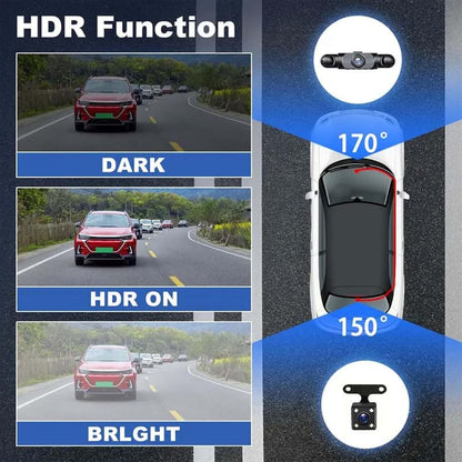 Full View Car Dash Cam System for Front and Rear Recording