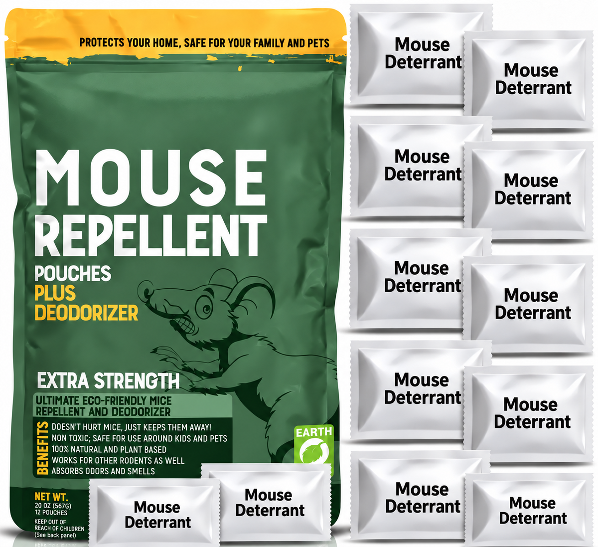 Mouse Repellent Pouches - Mouse Deterrents with Peppermint Oil