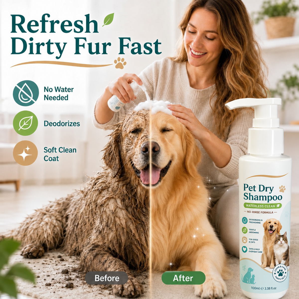 Rinse-Free Pet Shampoo Mousse