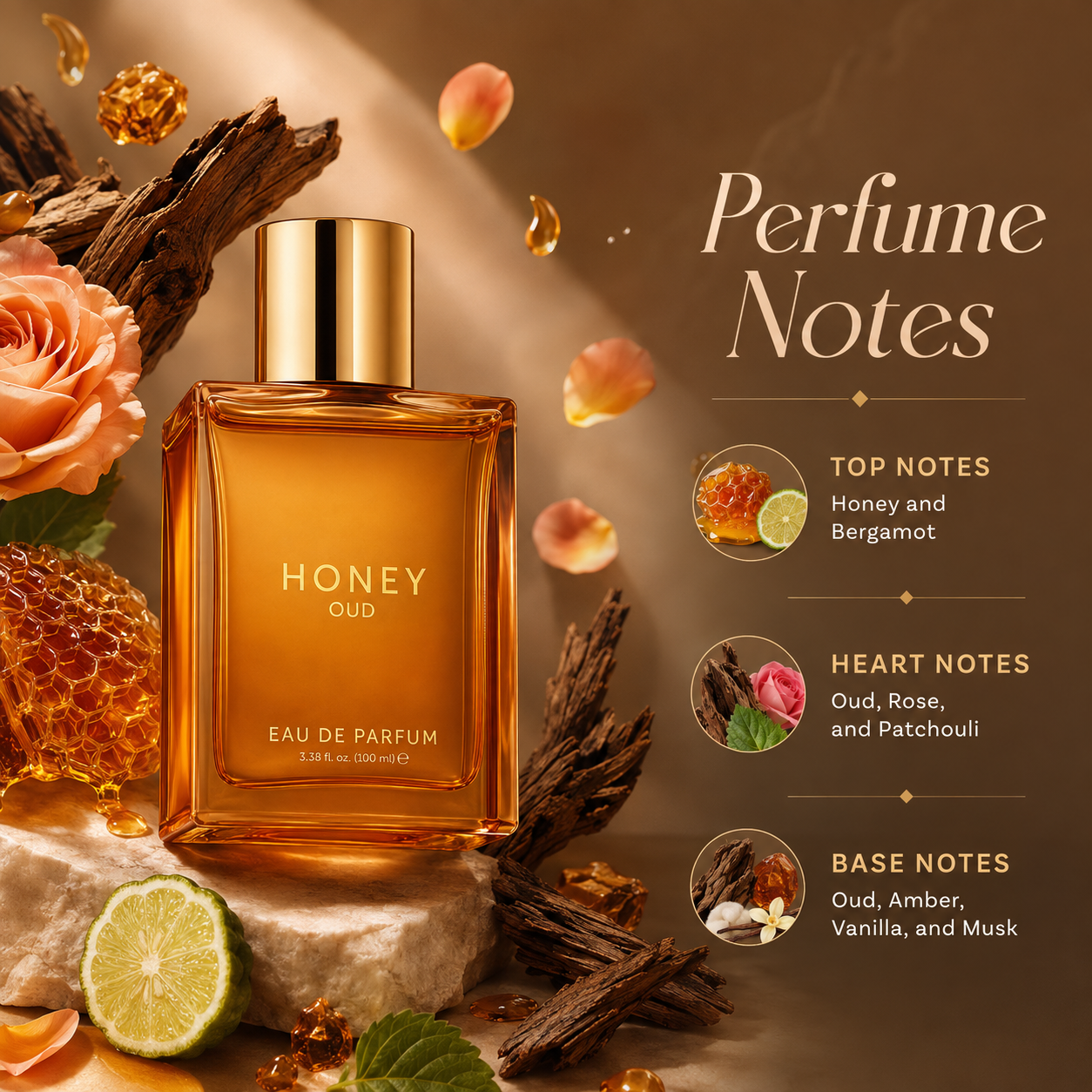 Honey Oud Eau de Parfum with Patchouli Vanilla and Bergamot