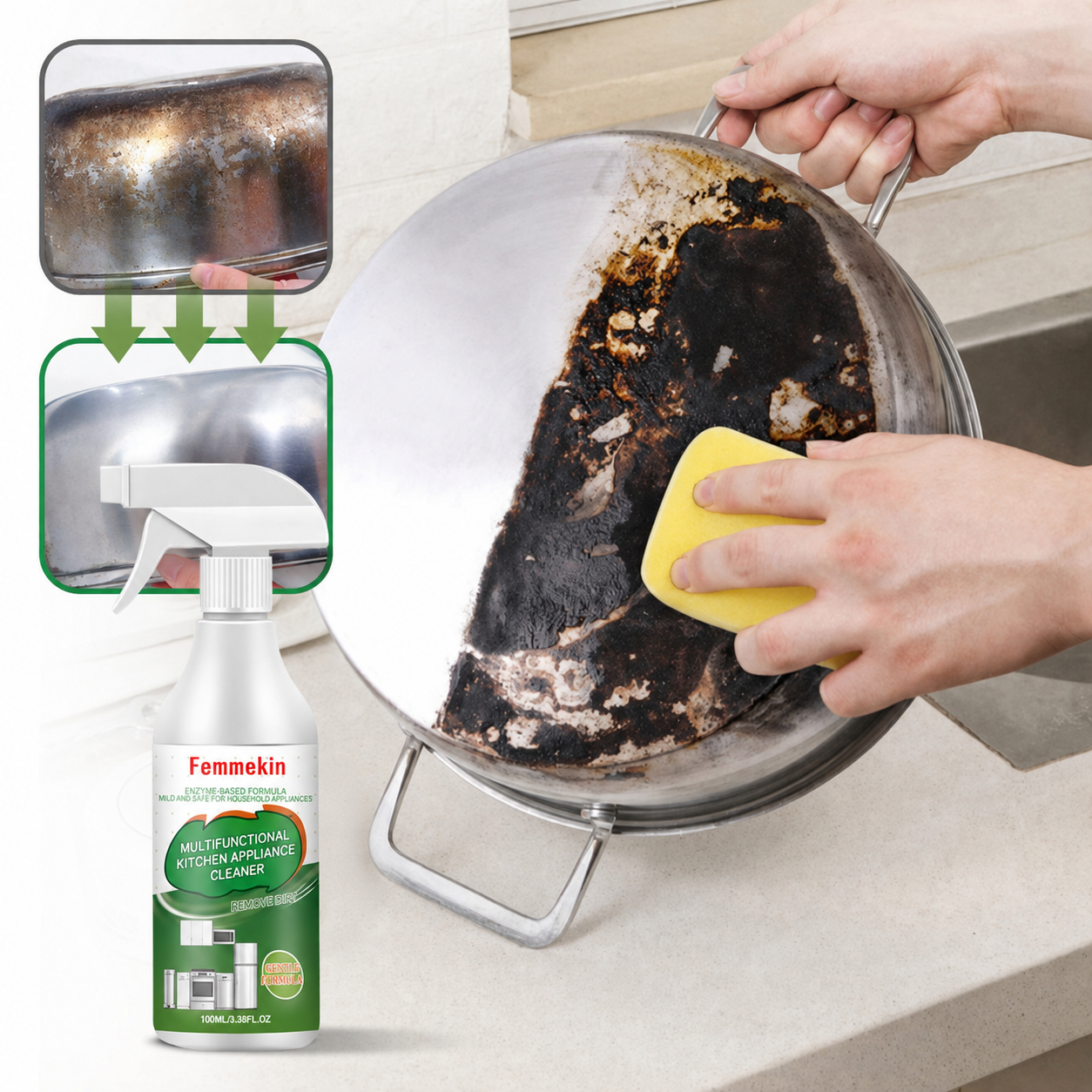 🍋 Femmekin Kitchen Enzyme Cleaner – Powerful Degreasing, Long-Lasting Freshness