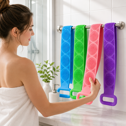 Double Sided Silicone Back Scrubber with Long Handles