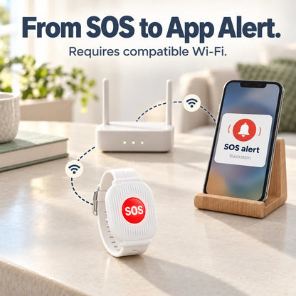 ⌚ Wi-Fi SOS Alert Bracelet for Seniors – Wearable Help Button with Family App Alerts 🤍