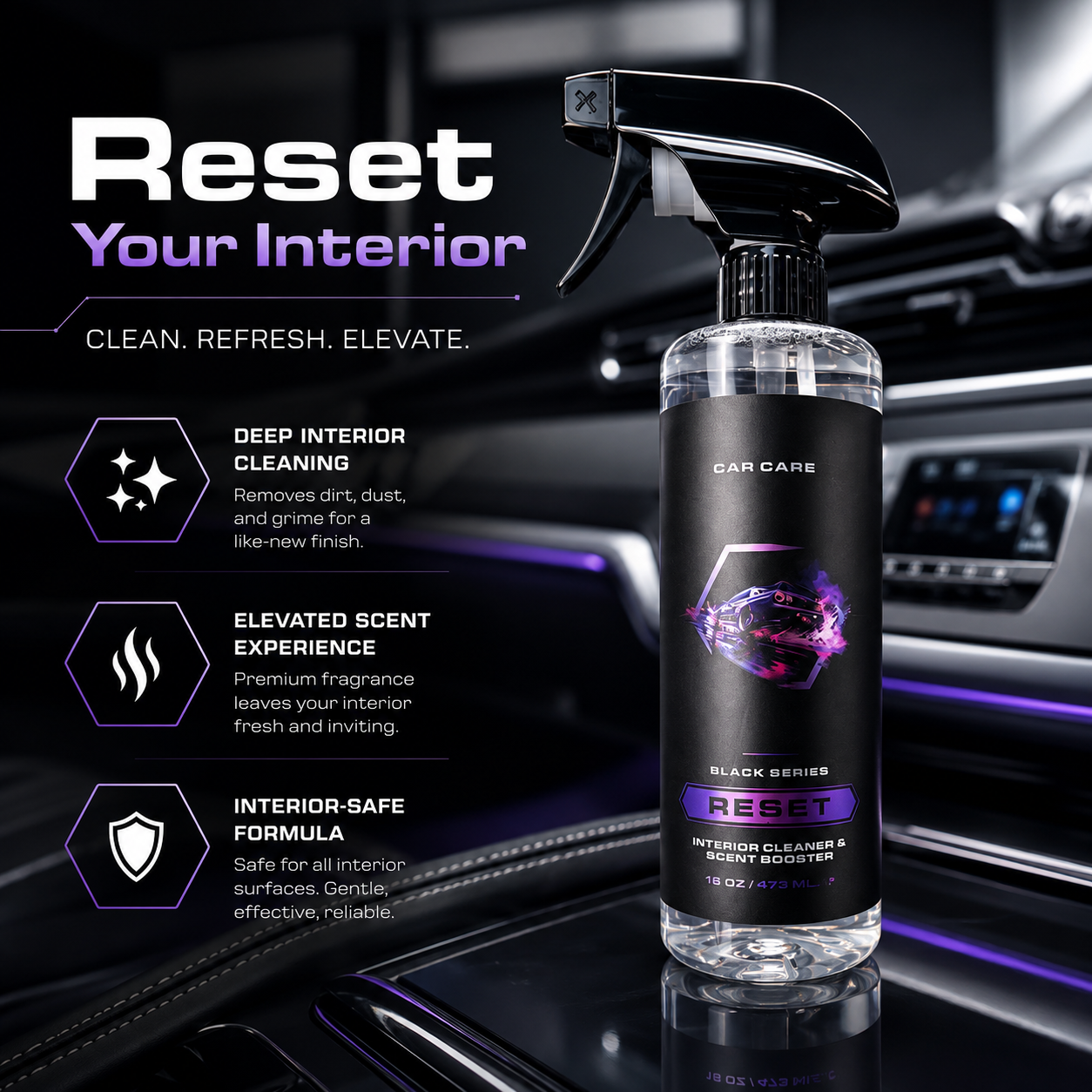 Deep Cleaning Car Interior Cleaner for All Surfaces