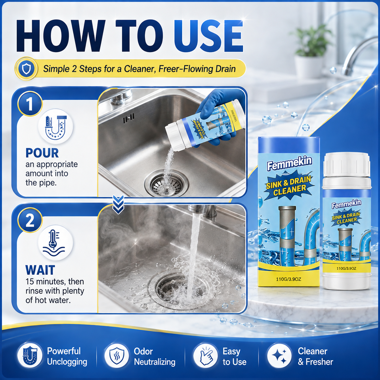 BUY MORE SAVE MORE⚡Femmekin Powerful Sink & Drain Cleaner