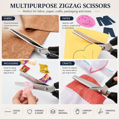 Stainless Steel Zig Zag Scissors for Fabric, Sewing and DIY Crafts