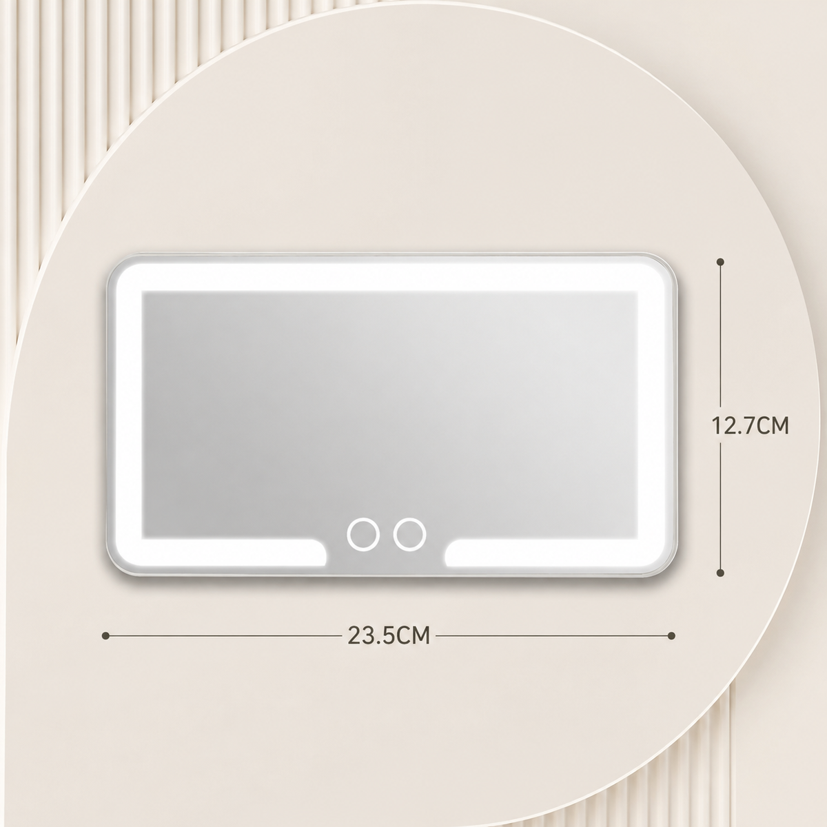 Rechargeable LED Car Sun Visor Makeup Mirror with Dimmable Touchscreen