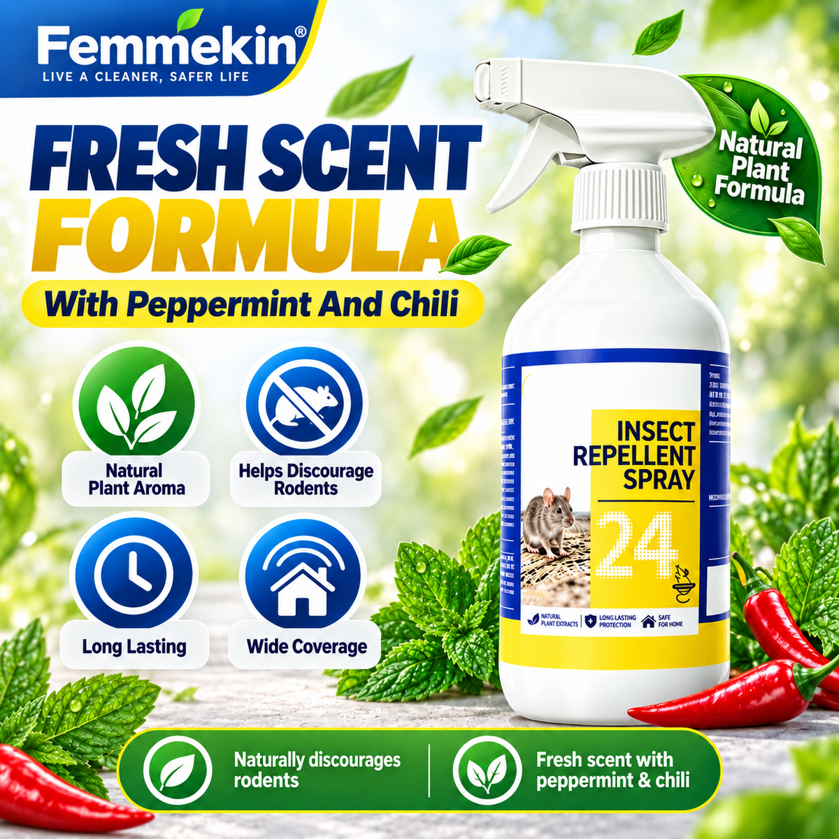 🐀All-Purpose Rodent Repellent Spray – Non-Toxic Safe Indoor Mouse Deterrent✨