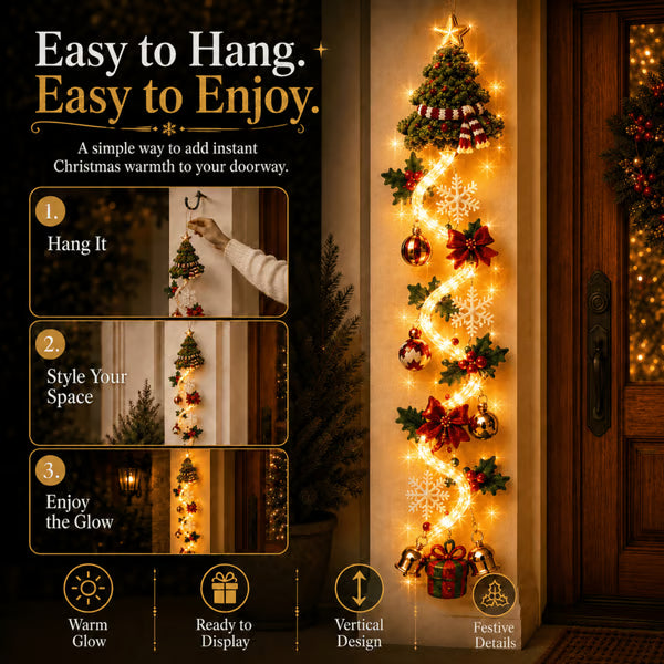 🎄 Light‑Up Glowing Christmas Door Hanger ✨ Festive Home Decor
