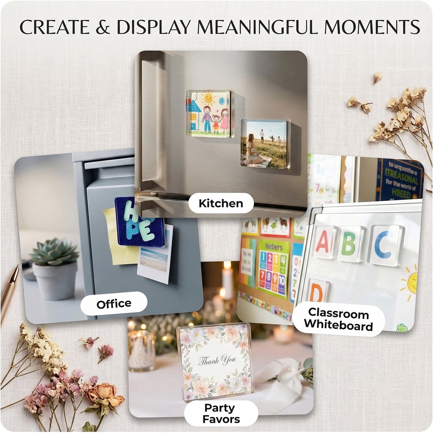 Clear Acrylic Magnetic Fridge Photo Frames