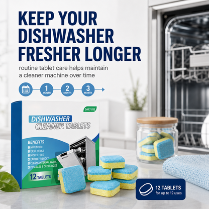 Dishwasher Cleaner Tablets – 12 Pack Deep Clean