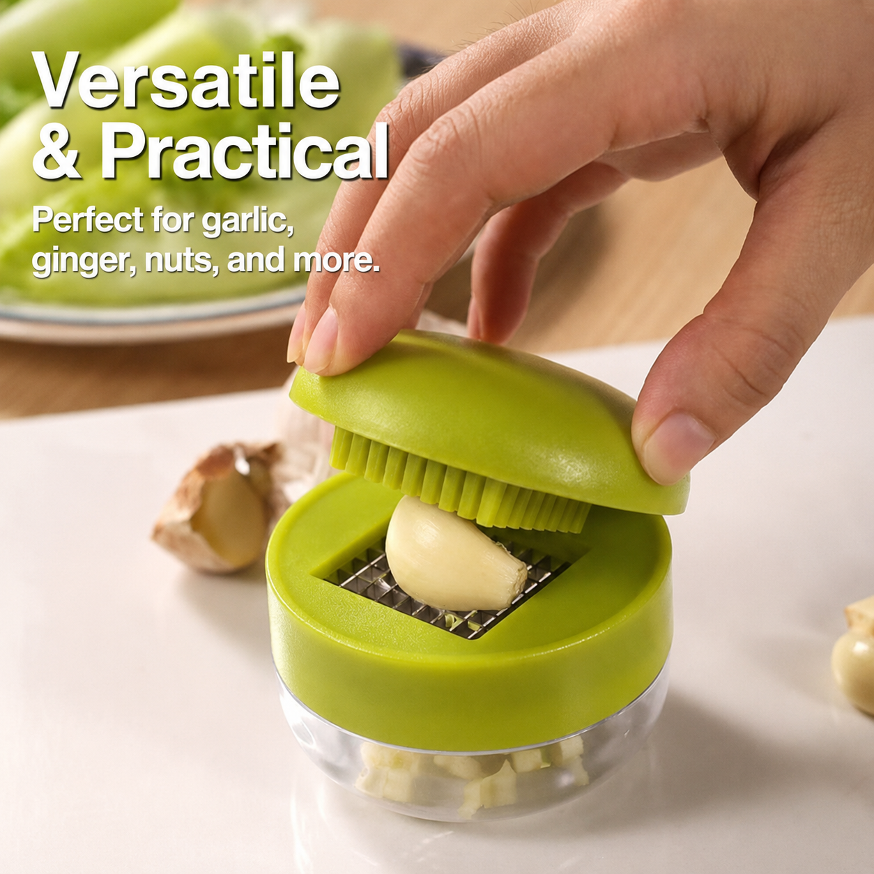 One-Press Garlic Chopper with Storage Container