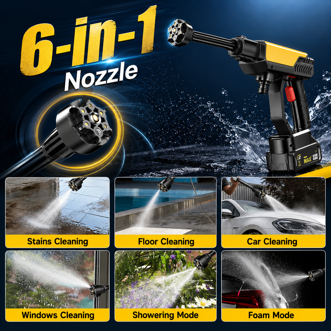 Cordless Portable Pressure Washer for Car Home & Garden