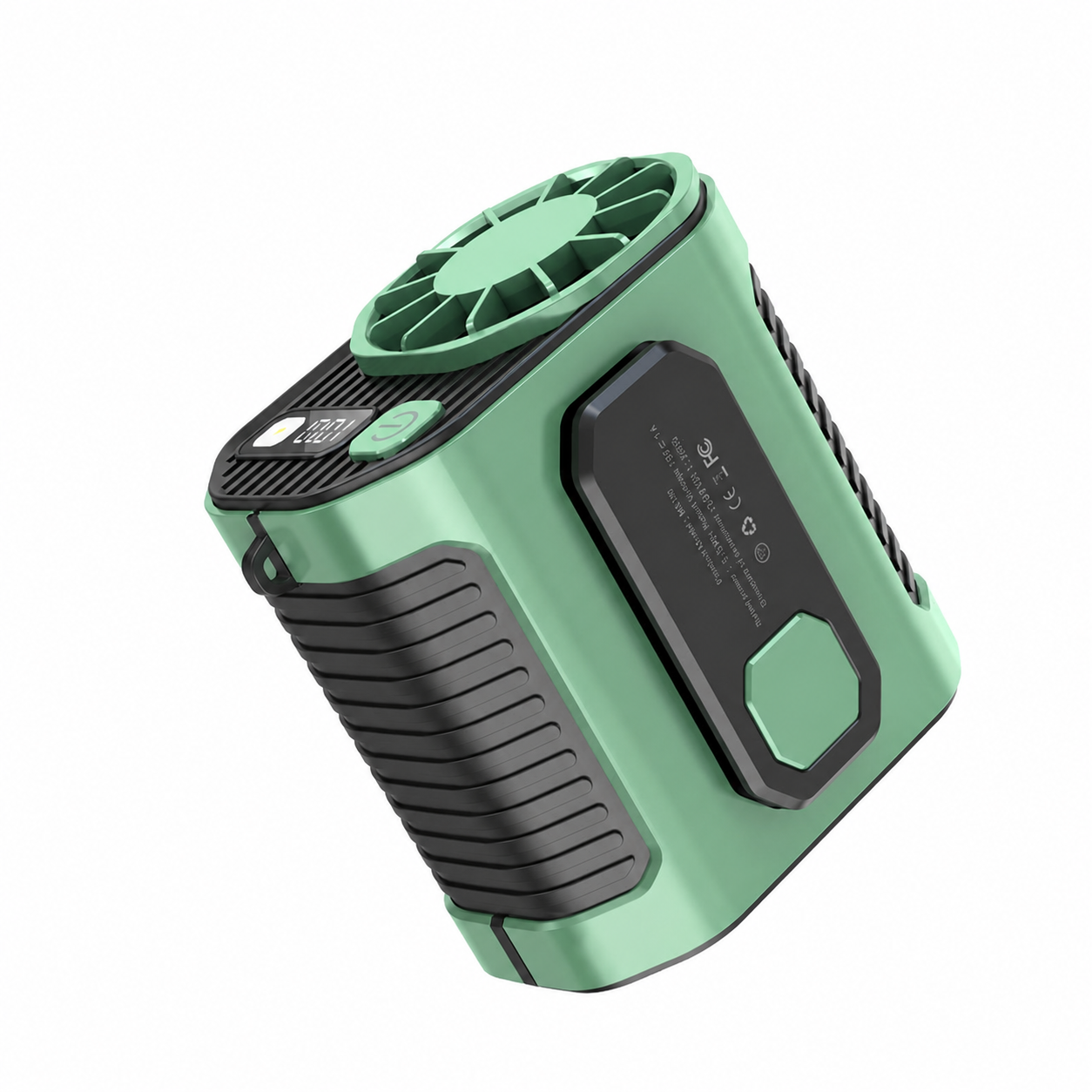 Portable Rechargeable Waist Fan with Power Bank & LED Light