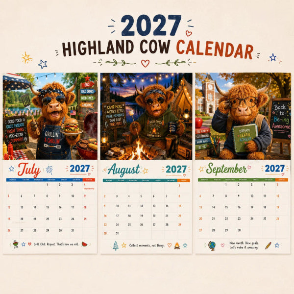 🔥2027 Funny Highland Cow Wall Calendar | A4 Hanging Calendar