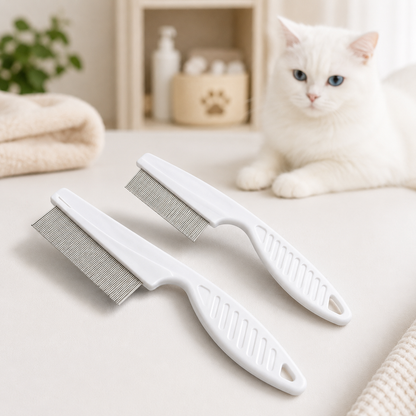 2 Pack Pet Grooming Comb Set for Small Dogs and Cats Flea and Lice Removal