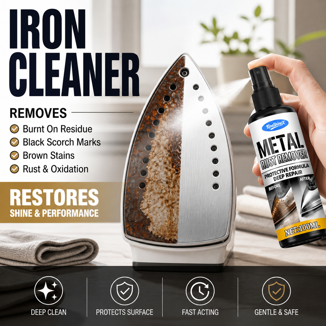 Iron Rust Removal & Polishing Spray With Free Sponge