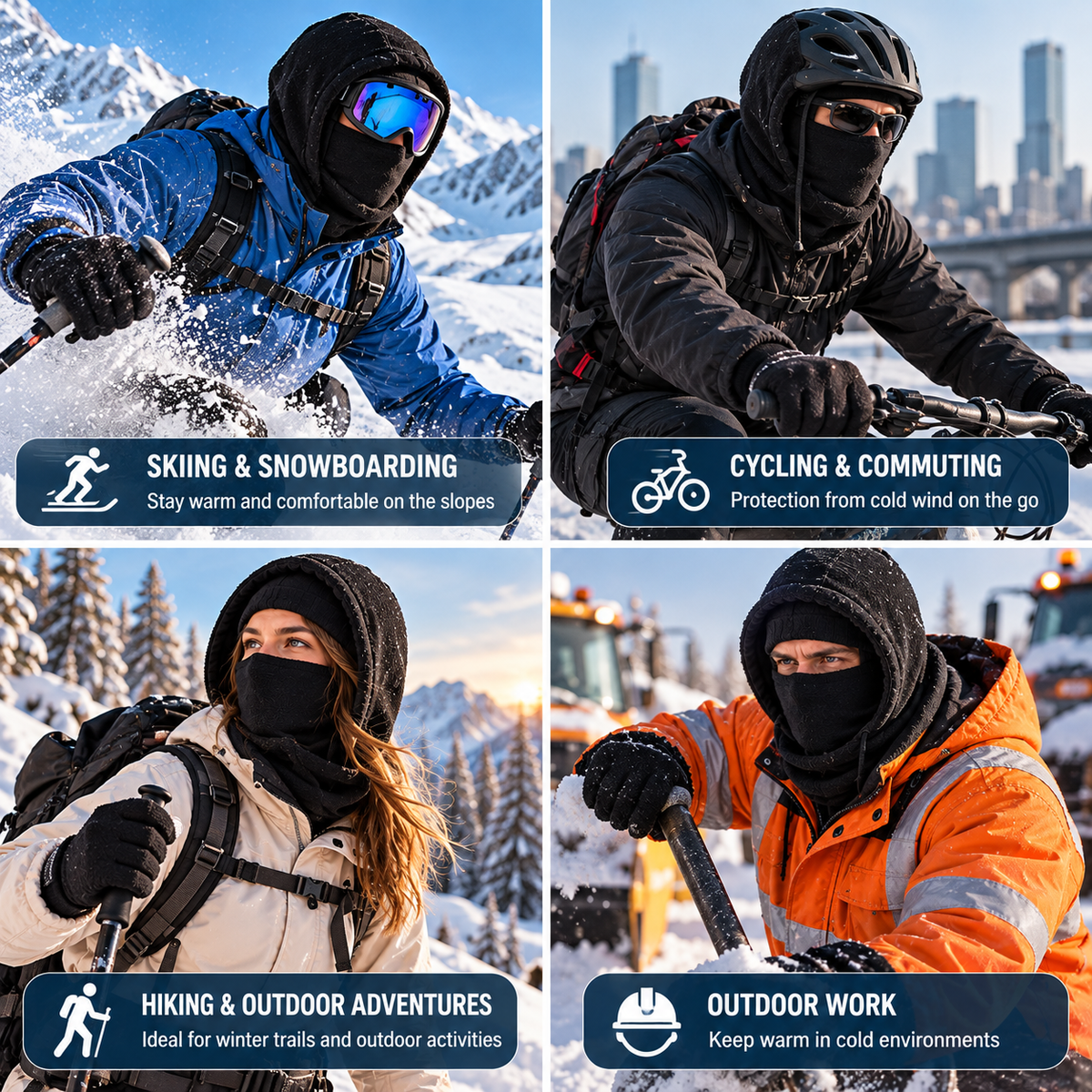 4-Piece Winter Thermal Set – Windproof Balaclava, Gloves & Warm Socks