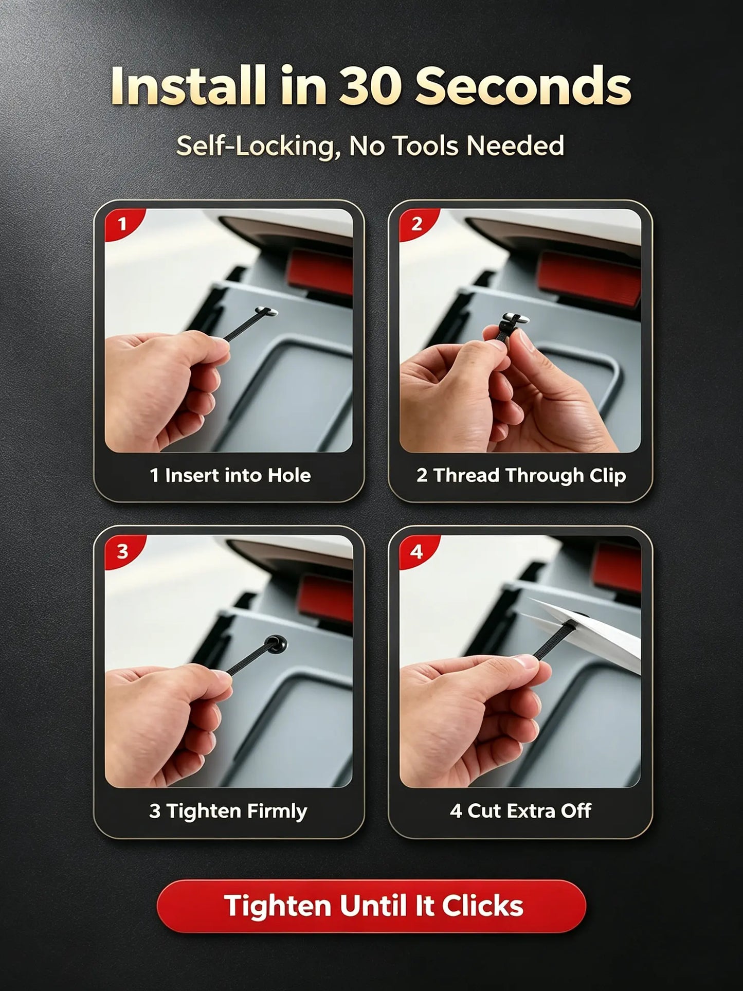50Pcs Heavy Duty Nylon Cable Tie Buckles for Car Repairs