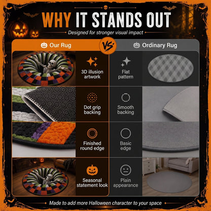 🔥 Flash Sale - 3D Haunted Stairway Round Halloween Rug