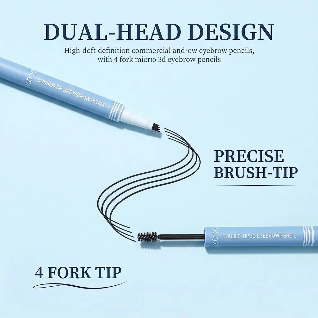 QCQX Waterproof 2-in-1 Micro-Fork Eyebrow Pen & Tinted Gel
