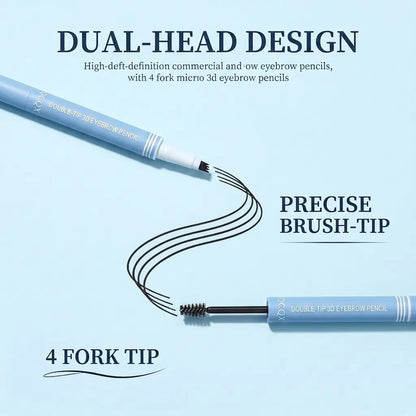 QCQX Waterproof 2-in-1 Micro-Fork Eyebrow Pen & Tinted Gel