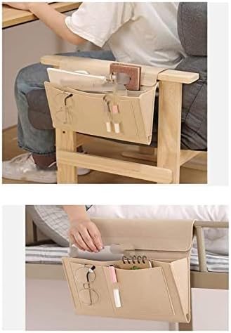 MBELLO Bed Organiser, Bedside Storage PocketDormitory Upper Bunk Bedside Mobile Phone Rack Dorm Bed Rack Bedside Storage Hanging Basket(Color:Grey) Color : Grey (Color : Beige)