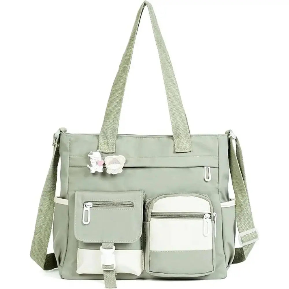 👜 Multi‑Pocket Canvas Tote Bag - Crossbody Shoulder Bag for School Work Travel
