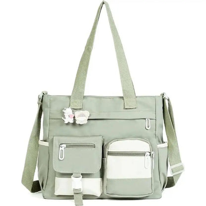 👜 Multi‑Pocket Canvas Tote Bag - Crossbody Shoulder Bag for School Work Travel