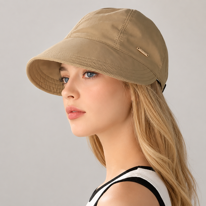 Women's Wide Brim Sun Visor Hat - UPF 50+ Open Top Cap for Ponytails, Golf, and Beach