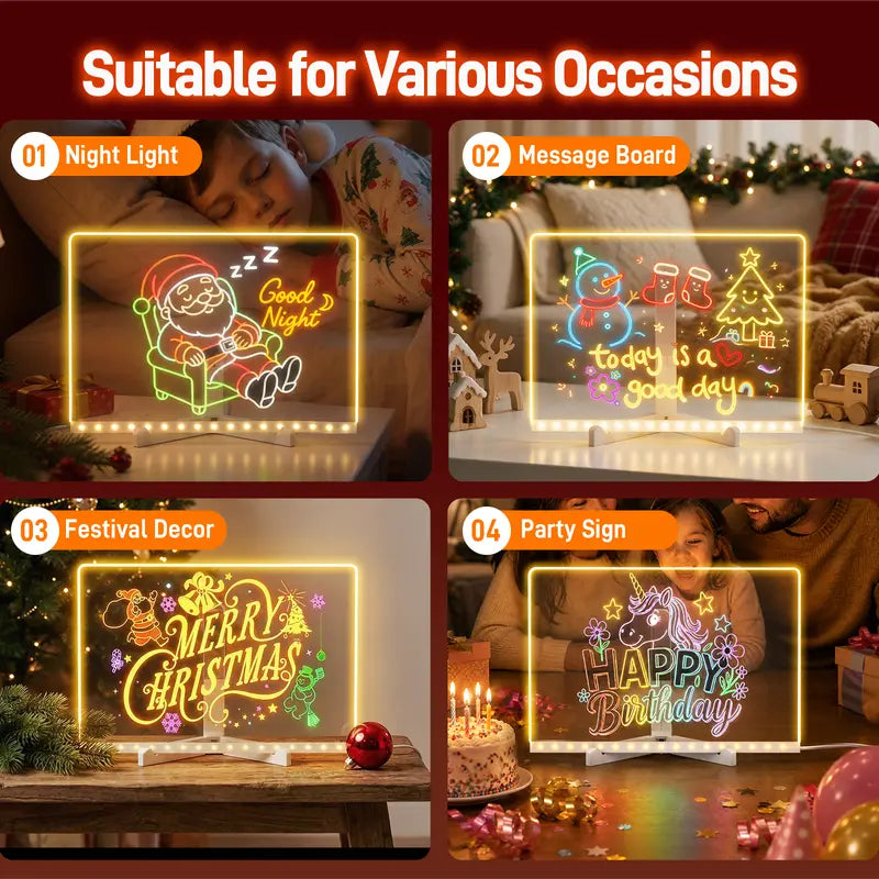 LED Drawing Board for Kids - Reusable Light Message Board, Gift for Halloween, Thanksgiving & Christmas