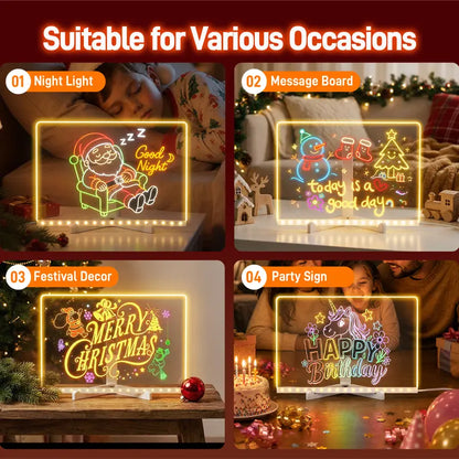 LED Drawing Board for Kids - Reusable Light Message Board, Gift for Halloween, Thanksgiving & Christmas