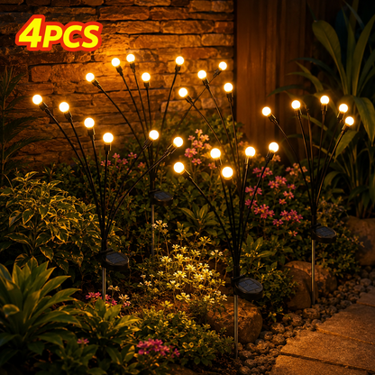 Outdoor Solar Firefly Lights 1 Pack 8 LED Waterproof Garden Stake Lights