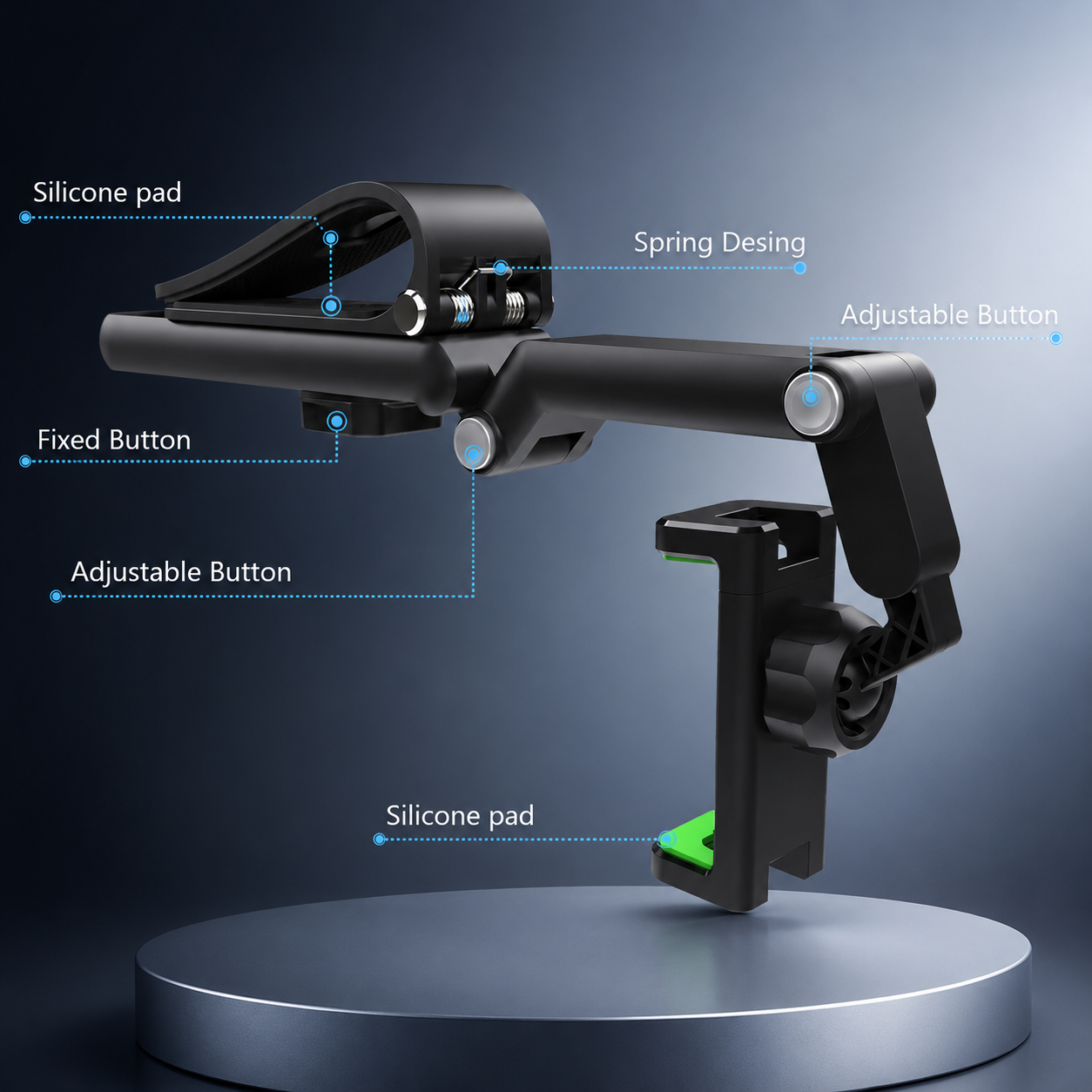 Long Arm 360 Rotating Car Phone Mount with Secure Clamp
