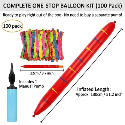 Rocket Balloon Set 100 Pack, Reusable Party Toys