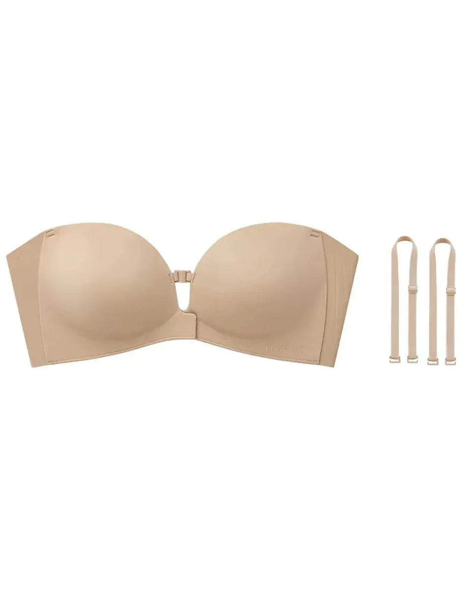 Front Closure Strapless Wireless Support Bra