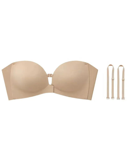 Front Closure Strapless Wireless Support Bra