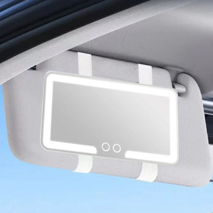 Rechargeable LED Car Sun Visor Makeup Mirror with Dimmable Touchscreen