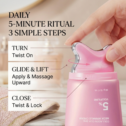 Collagen Gua Sha Neck Firming Cream with Volufiline Massager