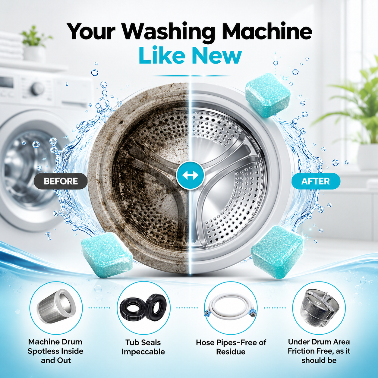 Eco Friendly Washing Machine Cleaner for Pet Odor Removal