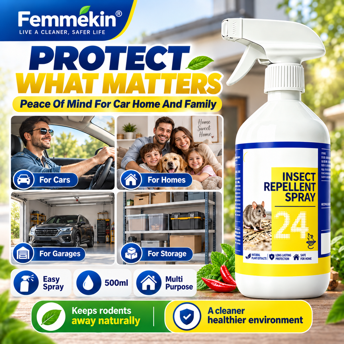 🐀All-Purpose Rodent Repellent Spray – Non-Toxic Safe Indoor Mouse Deterrent✨