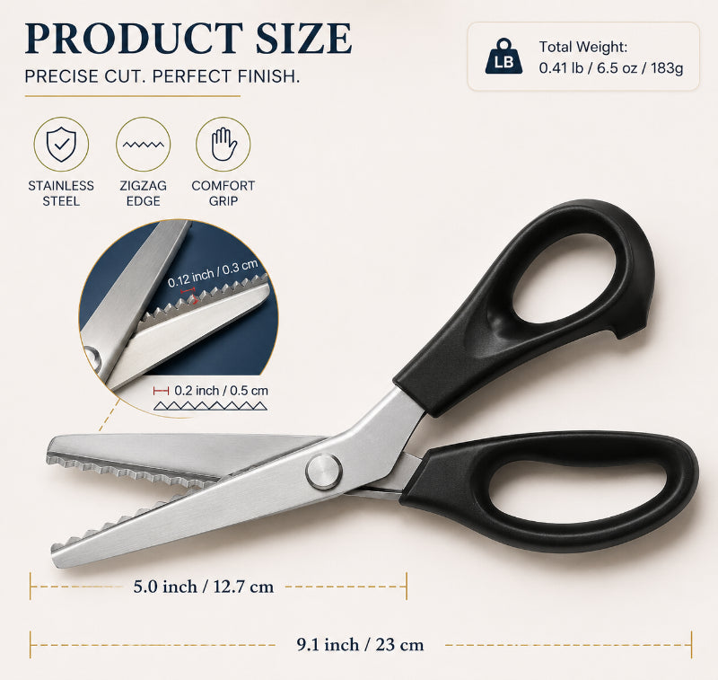 Stainless Steel Zig Zag Scissors for Fabric, Sewing and DIY Crafts
