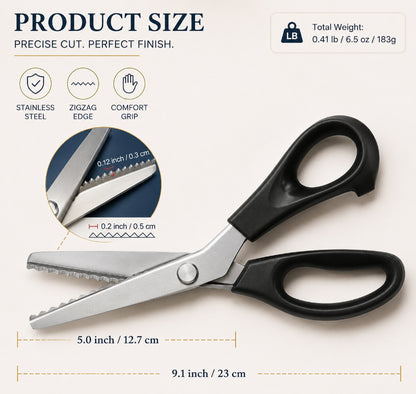 Stainless Steel Zig Zag Scissors for Fabric, Sewing and DIY Crafts