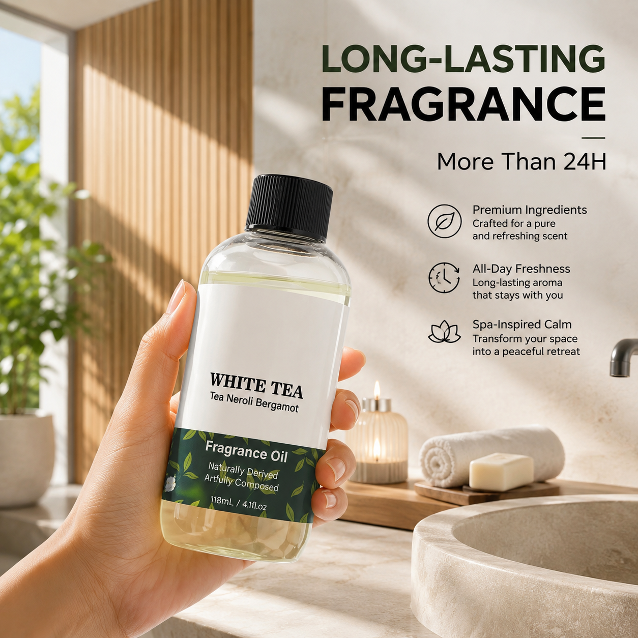 Luxury Hotel-Inspired Diffuser Oil with White Tea, Neroli and Bergamot
