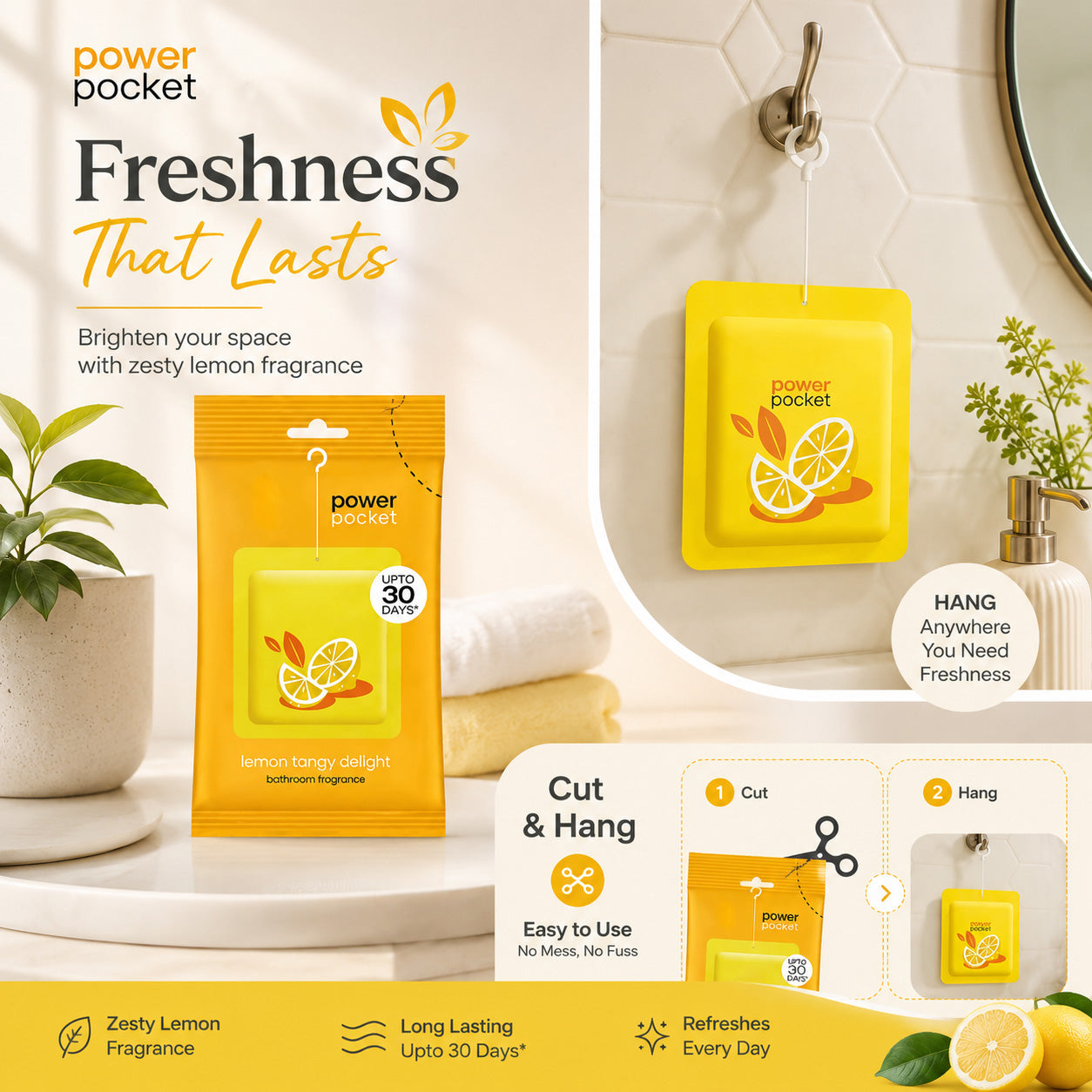Hanging Air Freshener 6 Pack Lemon, Rose ,Fresh ,Berry, Lavender and Jasmine Scents