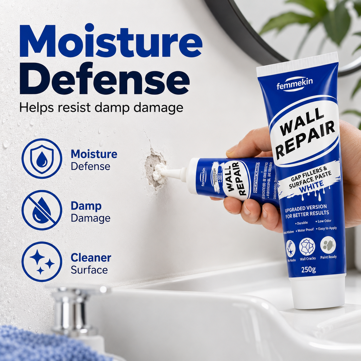 🏠🔧 Waterproof Wall Repair Paste – Fills cracks & chips fast, creates smooth white finish
