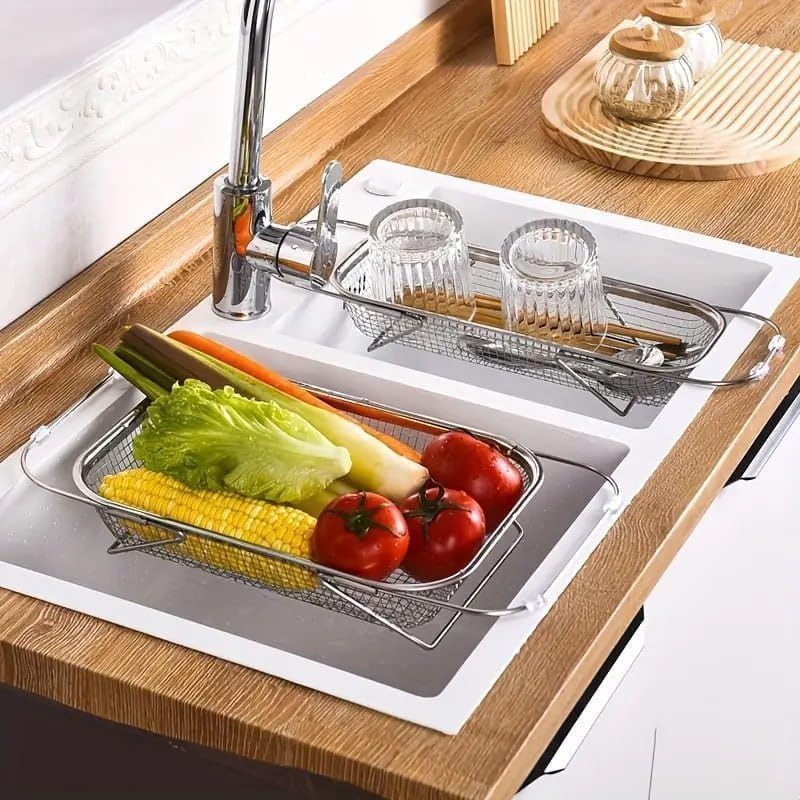 Adjustable Over the Sink Kitchen Strainer Basket