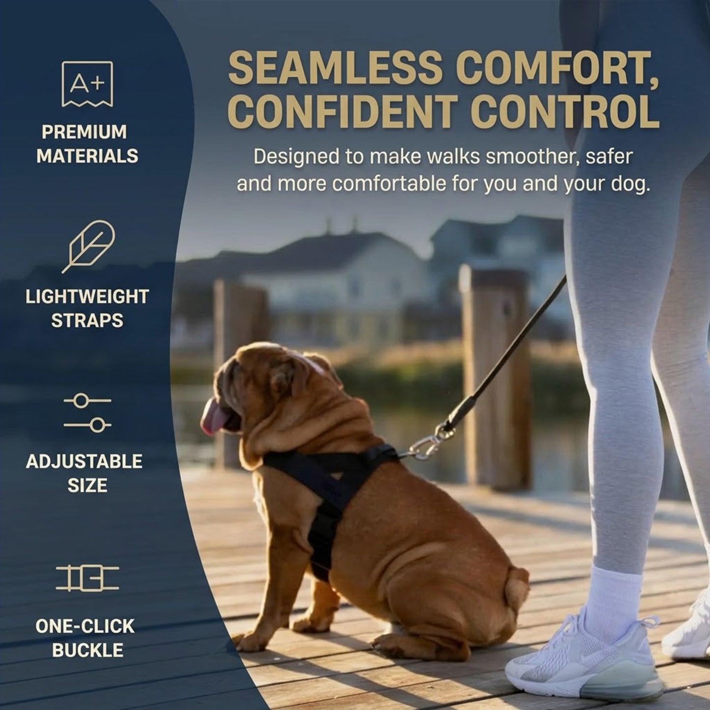 Adjustable No Pull Dog Harness Lightweight Comfortable Fit